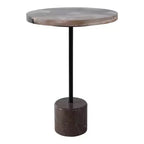 Mesa auxiliar con tablero redondo de mármol y base decorativa - Elemento decorativo moderno para espacios pequeños, decoración de habitaciones y decoración del hogar - 21, Negro y Marrón