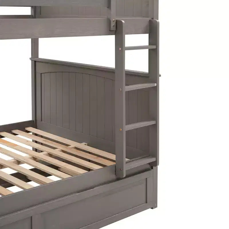 Litera matrimonial con nido, litera de madera de tamaño matrimonial para niños y adolescentes