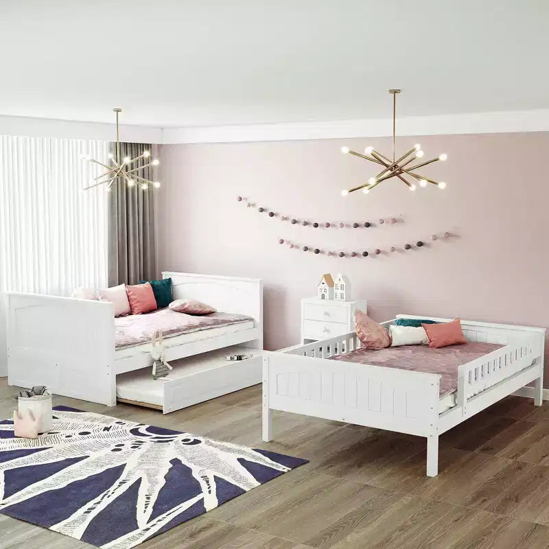 Litera matrimonial con nido, litera de madera de tamaño matrimonial para niños y adolescentes