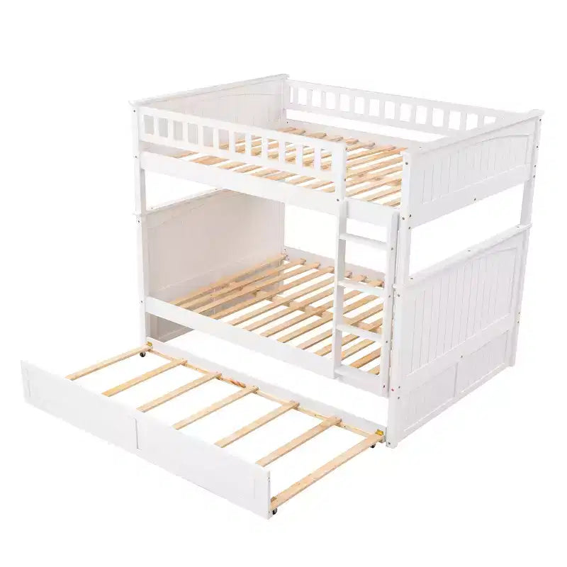 Litera matrimonial con nido, litera de madera de tamaño matrimonial para niños y adolescentes