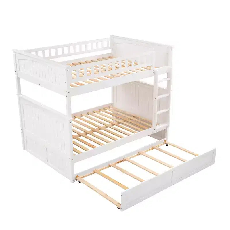 Litera matrimonial con nido, litera de madera de tamaño matrimonial para niños y adolescentes