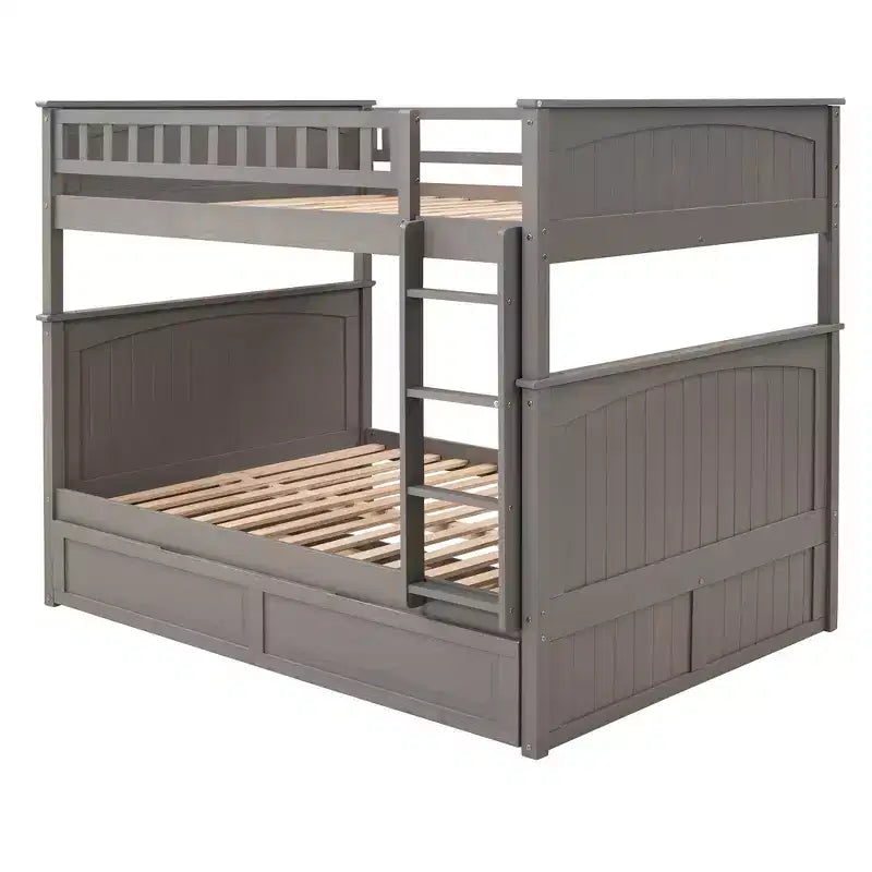 Litera matrimonial con nido, litera de madera de tamaño matrimonial para niños y adolescentes
