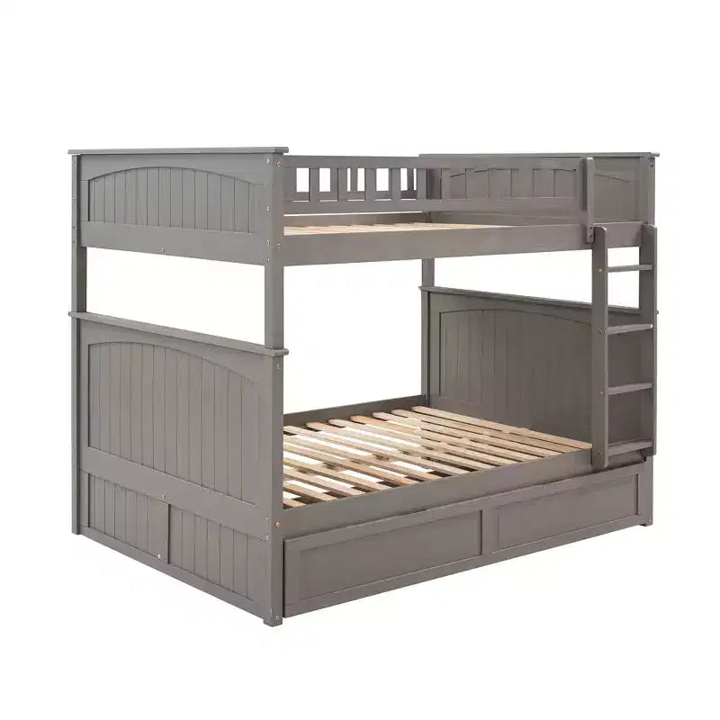 Litera matrimonial con nido, litera de madera de tamaño matrimonial para niños y adolescentes