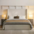 GDFStudio Petra Modern Chenille Upholstered Wingback Bed, Box Spring Required