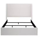 Cama moderna tapizada en tela de chenilla modelo Petra de GDFStudio con cabecero tipo orejero, requiere box spring