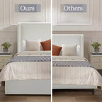 Cama moderna tapizada en tela de chenilla modelo Petra de GDFStudio con cabecero tipo orejero, requiere box spring