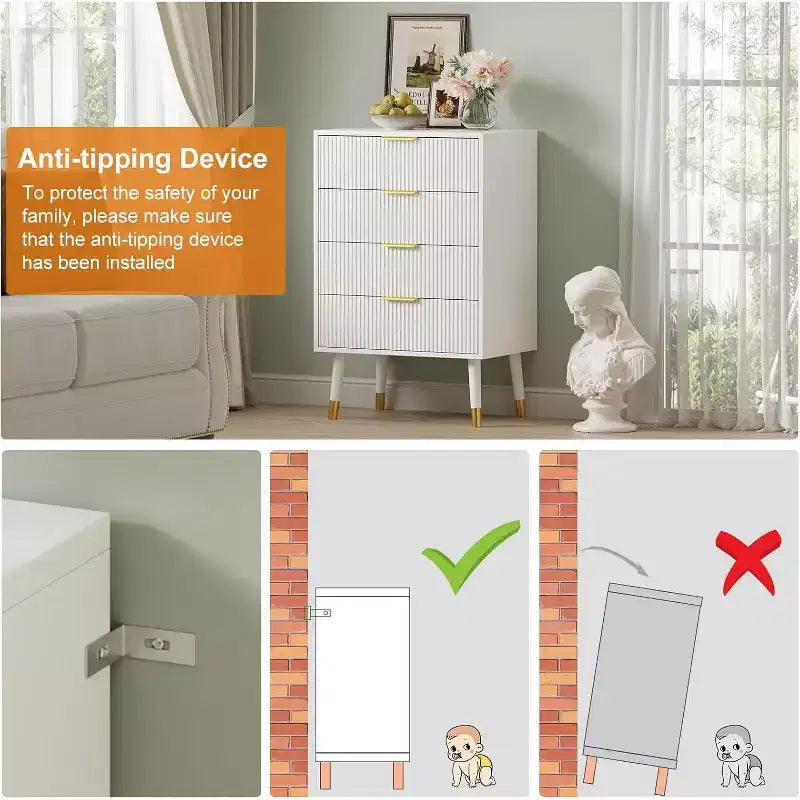 COZONY Juego de Cómodas de 4 Cajones Acanalados, Armario de Almacenamiento de Madera Moderno, Organizador de Cómoda de Dormitorio de 2 piezas con envío de 2 cajas