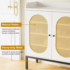 Armario para zapatos TruAIR blanco de 6 niveles con 3 puertas de ratán (117.1 cm An. x 35.3 cm Pr. x 72.9 cm Al.) - Organizador de entrada y sala de estar independiente