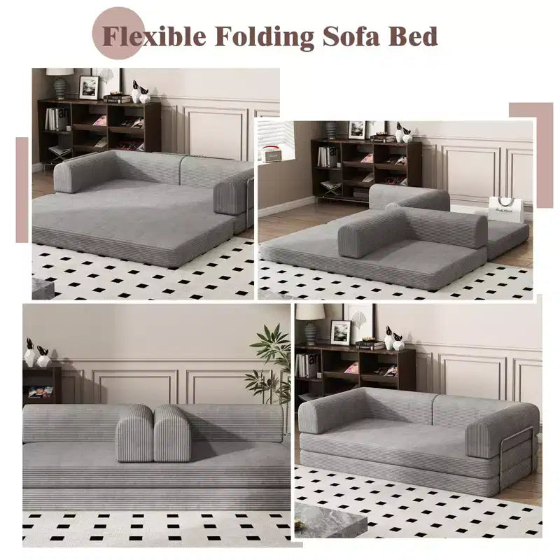 Sofá Cama Convertible, Sofá Cama de Pana con Esponja de Alta Densidad, Sofá Cama Modular para Sala de Estar, Salón o Estudio