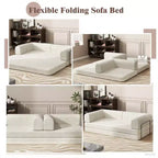Sofá Cama Convertible, Sofá Cama de Pana con Esponja de Alta Densidad, Sofá Cama Modular para Sala de Estar, Salón o Estudio