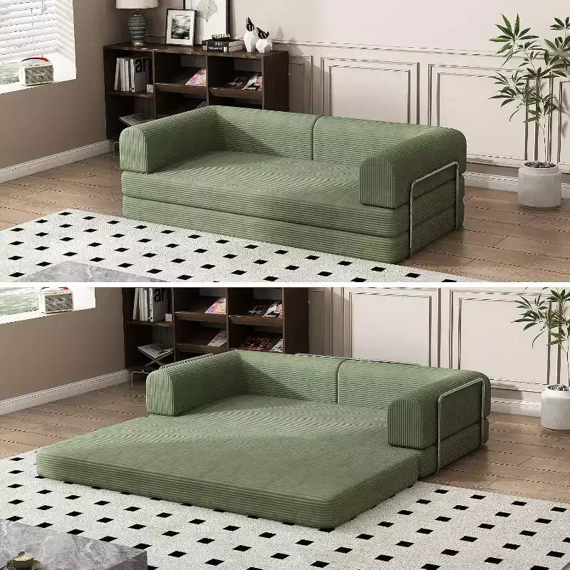 Sofá Cama Convertible, Sofá Cama de Pana con Esponja de Alta Densidad, Sofá Cama Modular para Sala de Estar, Salón o Estudio