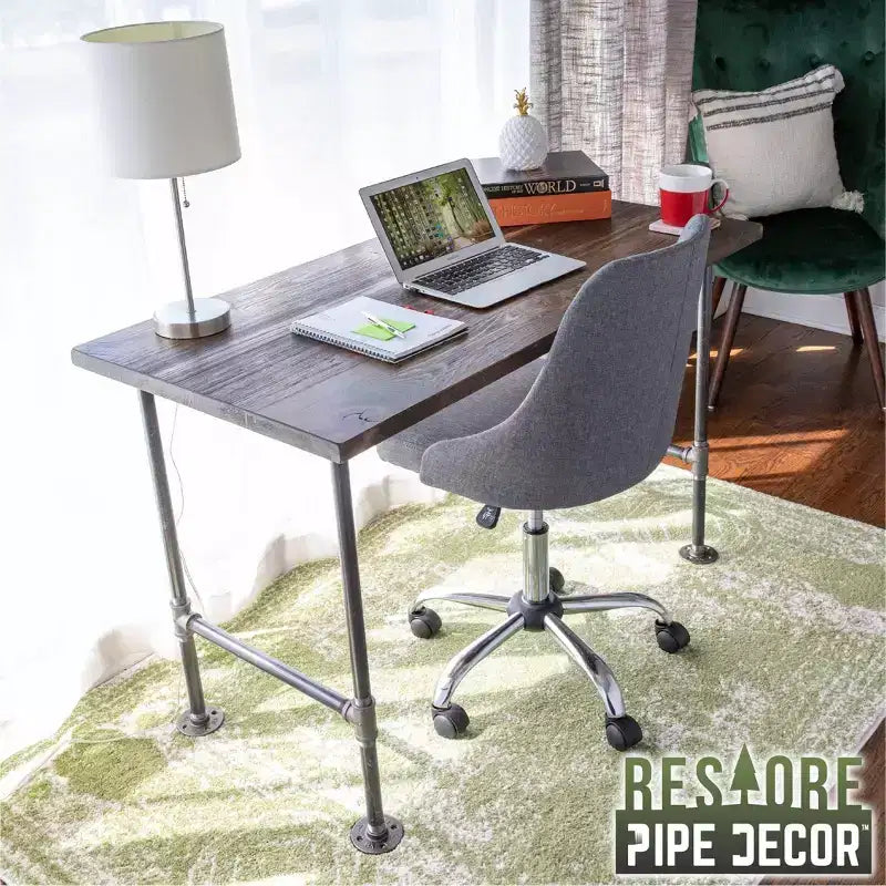 Escritorio de oficina de madera maciza marrón RESTORE Trail de Pipe Decor