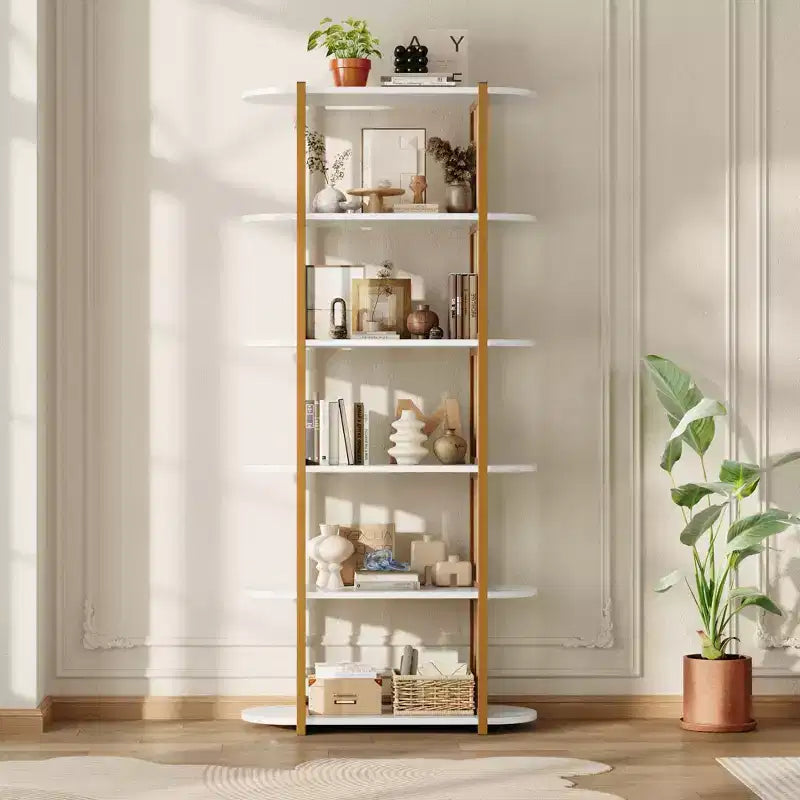 Estantería industrial de 6 niveles - Librero de 71 pulgadas de alto con estructura de metal y estantes de MDF, estantería de almacenamiento independiente para sala de estar, dormitorio, hogar