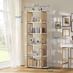Estantería industrial de 6 niveles - Librero de 71 pulgadas de alto con estructura de metal y estantes de MDF, estantería de almacenamiento independiente para sala de estar, dormitorio, hogar