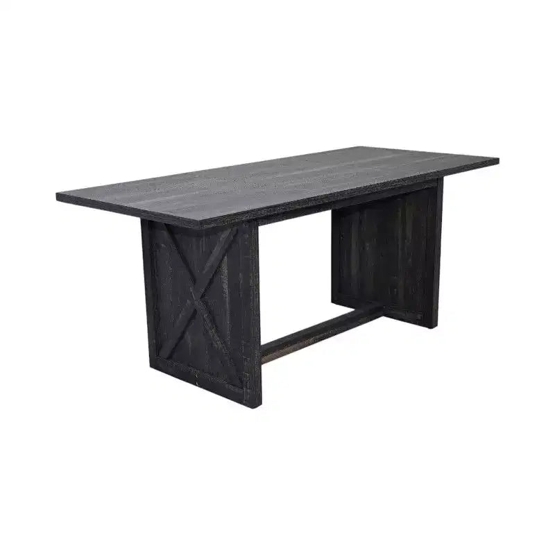Mesa de comedor rectangular Homy Casa con base en X, estilo industrial de granja para comedor, madera negra