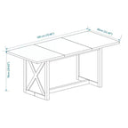 Mesa de comedor rectangular Homy Casa con base en X, estilo industrial de granja para comedor, madera negra