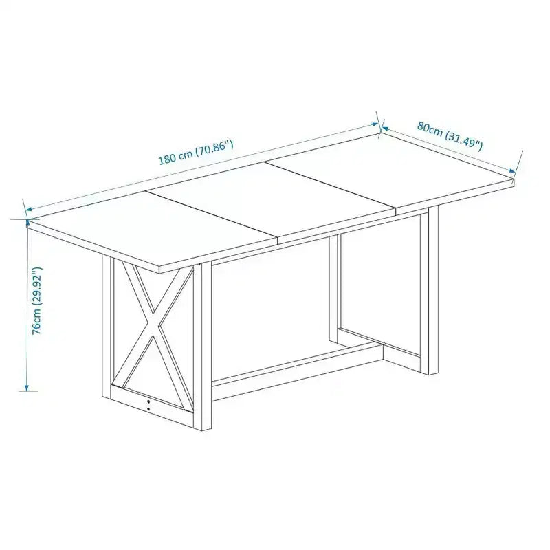Mesa de comedor rectangular Homy Casa con base en X, estilo industrial de granja para comedor, madera negra