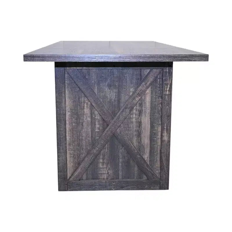 Mesa de comedor rectangular Homy Casa con base en X, estilo industrial de granja para comedor, madera negra