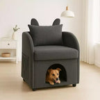 Sillón Okak Simple y Lindo con Orejas de Conejo y Escondite Incorporado para Gatos y Perros, Sillón Individual para Mascotas Ideal para Dormitorio, Sala de Estar
