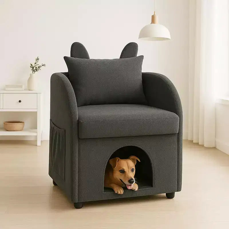 Sillón Okak Simple y Lindo con Orejas de Conejo y Escondite Incorporado para Gatos y Perros, Sillón Individual para Mascotas Ideal para Dormitorio, Sala de Estar