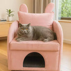Sillón Okak Simple y Lindo con Orejas de Conejo y Escondite Incorporado para Gatos y Perros, Sillón Individual para Mascotas Ideal para Dormitorio, Sala de Estar