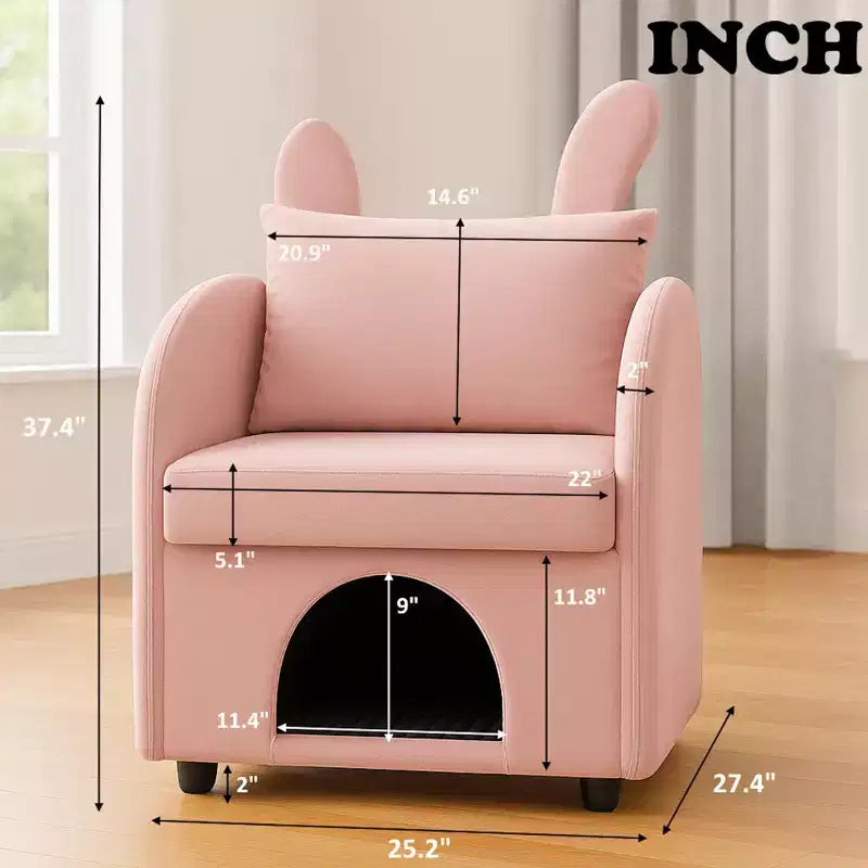 Sillón Okak Simple y Lindo con Orejas de Conejo y Escondite Incorporado para Gatos y Perros, Sillón Individual para Mascotas Ideal para Dormitorio, Sala de Estar