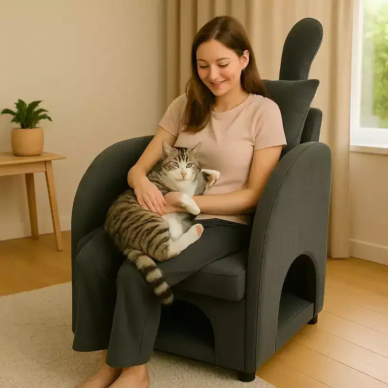 Sillón Okak Simple y Lindo con Orejas de Conejo y Escondite Incorporado para Gatos y Perros, Sillón Individual para Mascotas Ideal para Dormitorio, Sala de Estar