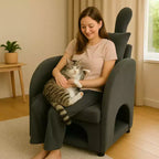 Sillón Okak Simple y Lindo con Orejas de Conejo y Escondite Incorporado para Gatos y Perros, Sillón Individual para Mascotas Ideal para Dormitorio, Sala de Estar