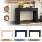 Okak Mesa de Consola Moderna de 54 Pulgadas con Diseño Acanalado, Mesa de Entrada con 2 Cajones de Almacenamiento y Tapa Ovalada, Mesa Decorativa para Pasillo, Sala de Estar, Negra