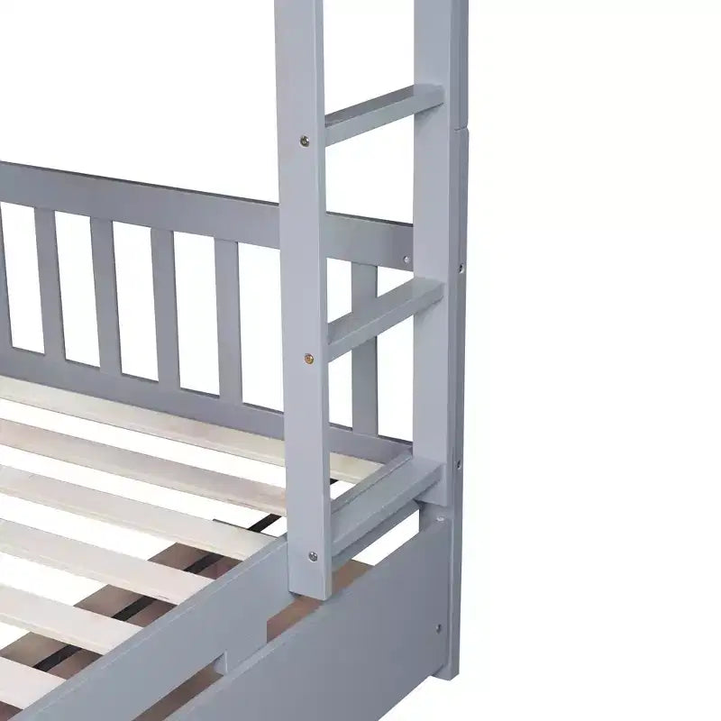 Litera Okak de 77.3 pulgadas, doble sobre doble, con 2 cajones de almacenamiento, marco de cama multifunción convertible en 2 camas individuales para dormitorio, habitación infantil, gris