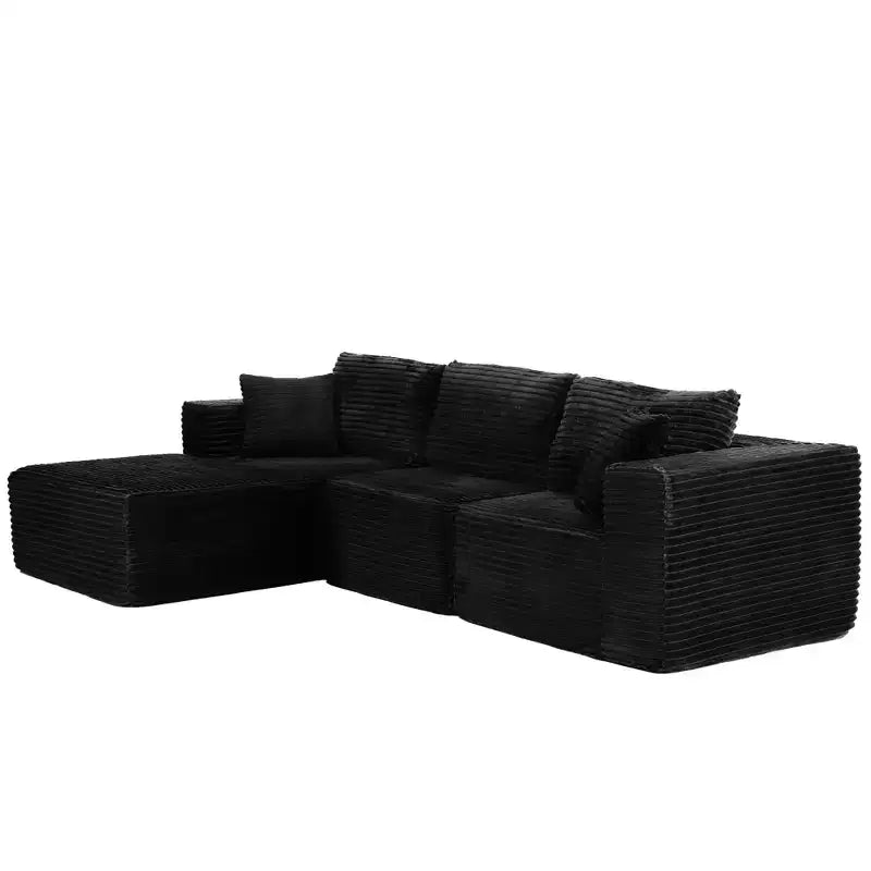 Dovelina Sofá Seccional Modular de Pana con 3 Asientos, Sofá Moderno y Cómodo Tapizado en Forma de L con Almohadas Suaves