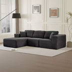 Dovelina Sofá Seccional Modular de Pana con 3 Asientos, Sofá Moderno y Cómodo Tapizado en Forma de L con Almohadas Suaves