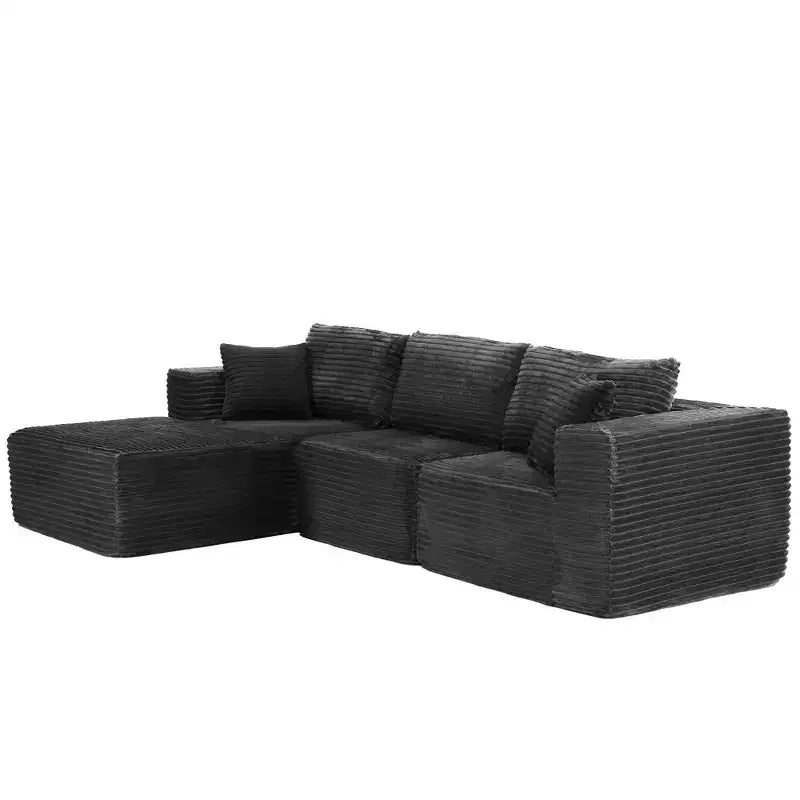 Dovelina Sofá Seccional Modular de Pana con 3 Asientos, Sofá Moderno y Cómodo Tapizado en Forma de L con Almohadas Suaves