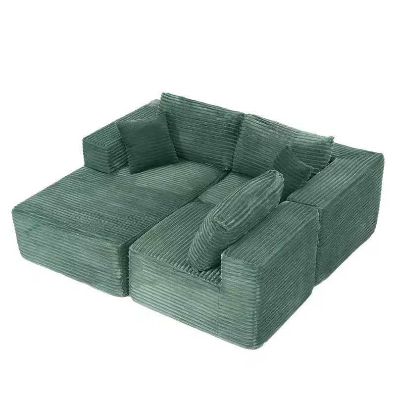 Dovelina Sofá Seccional Modular de Pana con 3 Asientos, Sofá Moderno y Cómodo Tapizado en Forma de L con Almohadas Suaves