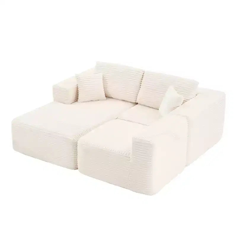 Dovelina Sofá Seccional Modular de Pana con 3 Asientos, Sofá Moderno y Cómodo Tapizado en Forma de L con Almohadas Suaves