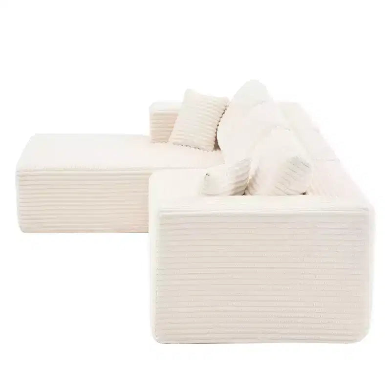 Dovelina Sofá Seccional Modular de Pana con 3 Asientos, Sofá Moderno y Cómodo Tapizado en Forma de L con Almohadas Suaves