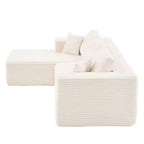 Dovelina Sofá Seccional Modular de Pana con 3 Asientos, Sofá Moderno y Cómodo Tapizado en Forma de L con Almohadas Suaves
