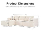 Dovelina Sofá Seccional Modular de Pana con 3 Asientos, Sofá Moderno y Cómodo Tapizado en Forma de L con Almohadas Suaves