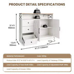 Aparador Buffet de 47" - Mesa de barra de café de madera con puertas de cierre suave y estante ajustable, Armario de despensa de café para cocina pequeña, Estudio