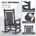 Mecedoras grandes de HDPE para exteriores, mecedoras resistentes para patio para todo tipo de clima, mecedoras duraderas para porche, patio delantero, terraza, jardín