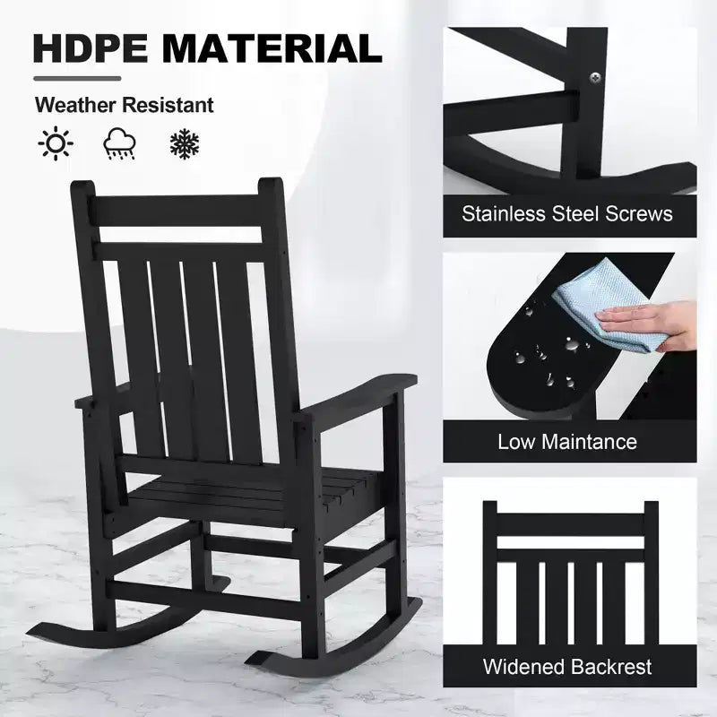 Mecedoras grandes de HDPE para exteriores, mecedoras resistentes para patio para todo tipo de clima, mecedoras duraderas para porche, patio delantero, terraza, jardín