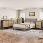 Cómoda de roble natural con 6 cajones, mueble de almacenamiento independiente (118.3 cm de alto) para dormitorio, sala de estar o entrada