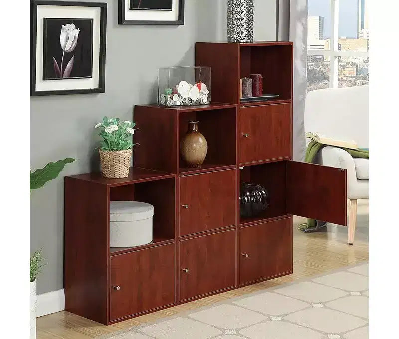 Armarios utilitarios de madera de cerezo HomeStock de 48 pulgadas de alto y 24 pulgadas de ancho con 2 puertas y 2 estantes
