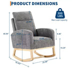 Mecedora tapizada COZONY con respaldo alto y patas de madera, cómoda mecedora de acento para guardería con bolsillo lateral para sala de estar