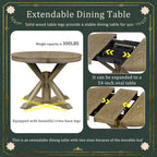 Mesa de comedor extensible retro Okak de 54 pulgadas, mesa plegable con hoja de 12 pulgadas, mesa redonda para comedor, sala de estar, cocina