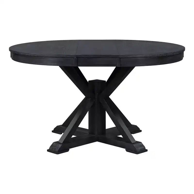 Mesa de comedor extensible retro Okak de 54 pulgadas, mesa plegable con hoja de 12 pulgadas, mesa redonda para comedor, sala de estar, cocina