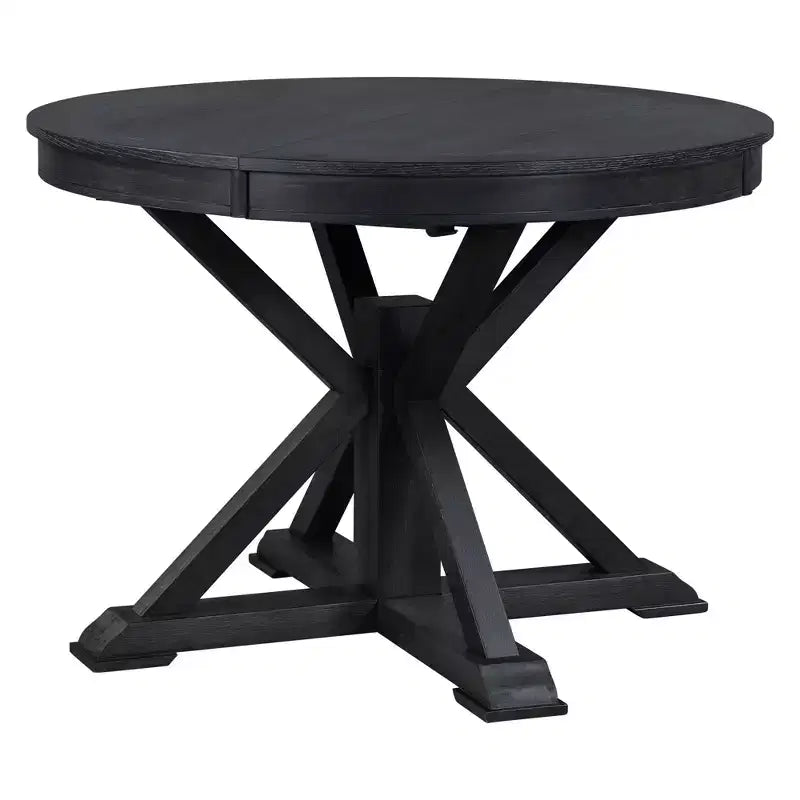 Mesa de comedor extensible retro Okak de 54 pulgadas, mesa plegable con hoja de 12 pulgadas, mesa redonda para comedor, sala de estar, cocina