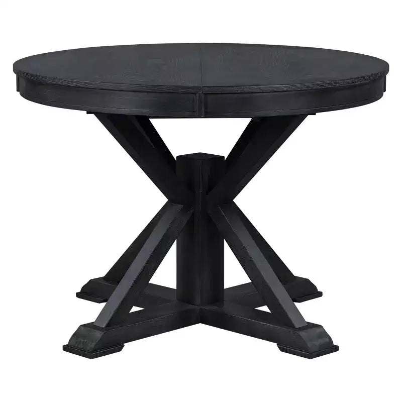 Mesa de comedor extensible retro Okak de 54 pulgadas, mesa plegable con hoja de 12 pulgadas, mesa redonda para comedor, sala de estar, cocina