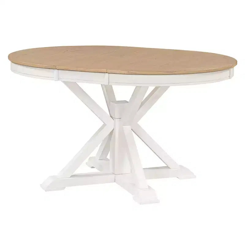 Mesa de comedor extensible retro Okak de 54 pulgadas, mesa plegable con hoja de 12 pulgadas, mesa redonda para comedor, sala de estar, cocina