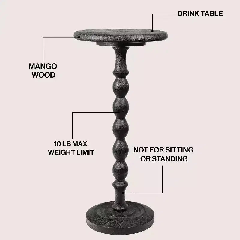 JONATHAN Y Augustus 24.5 Mesa auxiliar de bebidas redonda con pedestal de madera de husillo clásico para casa de campo y mesa auxiliar decorativa
